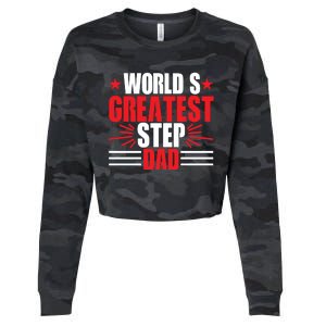 Father's Day Gift, World's Greatest Step Dad Plus Size Shirts For Dad Son Family Cropped Pullover Crew