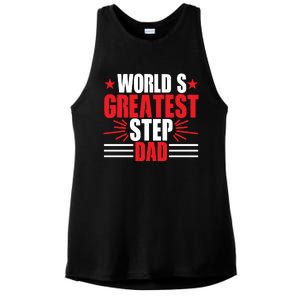 Father's Day Gift, World's Greatest Step Dad Plus Size Shirts For Dad Son Family Ladies PosiCharge Tri-Blend Wicking Tank