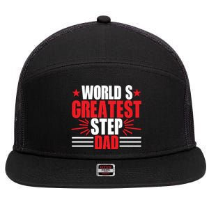 Father's Day Gift, World's Greatest Step Dad Plus Size Shirts For Dad Son Family 7 Panel Mesh Trucker Snapback Hat