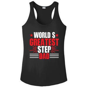 Father's Day Gift, World's Greatest Step Dad Plus Size Shirts For Dad Son Family Ladies PosiCharge Competitor Racerback Tank