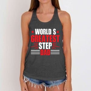 Father's Day Gift, World's Greatest Step Dad Plus Size Shirts For Dad Son Family Women's Knotted Racerback Tank