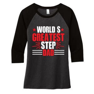 Father's Day Gift, World's Greatest Step Dad Plus Size Shirts For Dad Son Family Women's Tri-Blend 3/4-Sleeve Raglan Shirt