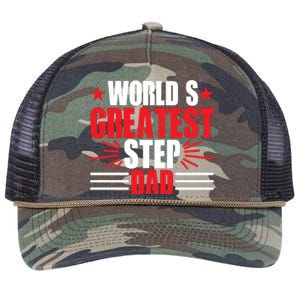 Father's Day Gift, World's Greatest Step Dad Plus Size Shirts For Dad Son Family Retro Rope Trucker Hat Cap