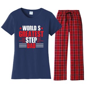 Father's Day Gift, World's Greatest Step Dad Plus Size Shirts For Dad Son Family Women's Flannel Pajama Set