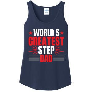 Father's Day Gift, World's Greatest Step Dad Plus Size Shirts For Dad Son Family Ladies Essential Tank