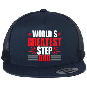 Father's Day Gift, World's Greatest Step Dad Plus Size Shirts For Dad Son Family Flat Bill Trucker Hat