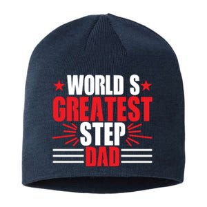 Father's Day Gift, World's Greatest Step Dad Plus Size Shirts For Dad Son Family Sustainable Beanie