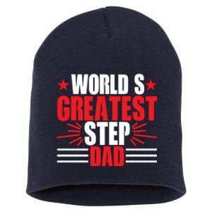 Father's Day Gift, World's Greatest Step Dad Plus Size Shirts For Dad Son Family Short Acrylic Beanie