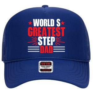 Father's Day Gift, World's Greatest Step Dad Plus Size Shirts For Dad Son Family High Crown Mesh Back Trucker Hat