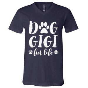 Funny Dog Gigi Fur Life Funny Dog Lover Gift For Grandma Christmas V-Neck T-Shirt