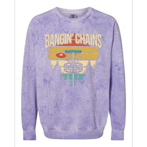 Funny Disc Golf Player Saying I Bangin' Chains Colorblast Crewneck Sweatshirt