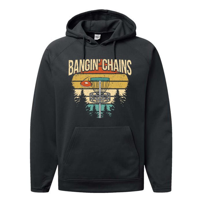 Funny Disc Golf Player Saying I Bangin' Chains Performance Fleece Hoodie