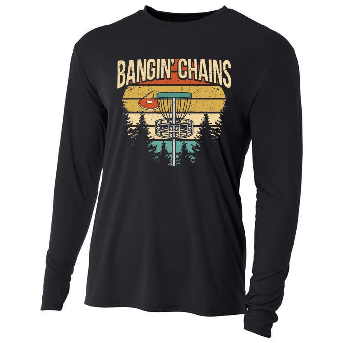 Funny Disc Golf Player Saying I Bangin' Chains Cooling Performance Long Sleeve Crew