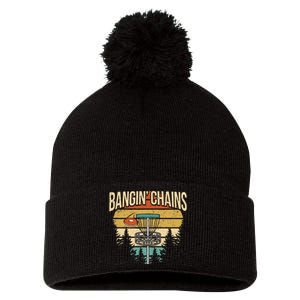 Funny Disc Golf Player Saying I Bangin' Chains Pom Pom 12in Knit Beanie