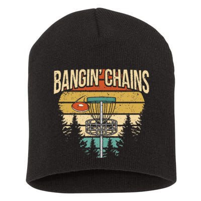 Funny Disc Golf Player Saying I Bangin' Chains Short Acrylic Beanie