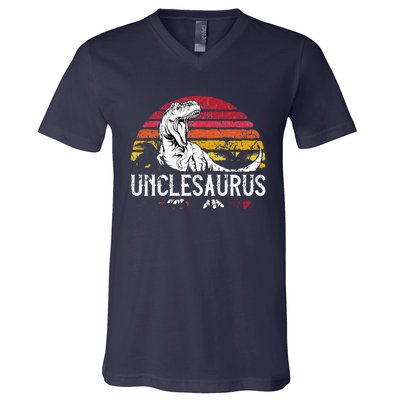 Fathers Day Gift For Unclesaurus Uncle Saurus T Rex V-Neck T-Shirt