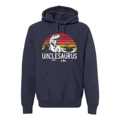 Fathers Day Gift For Unclesaurus Uncle Saurus T Rex Premium Hoodie