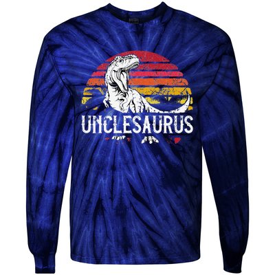 Fathers Day Gift For Unclesaurus Uncle Saurus T Rex Tie-Dye Long Sleeve Shirt