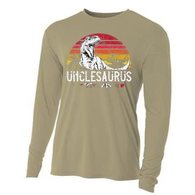 Fathers Day Gift For Unclesaurus Uncle Saurus T Rex Cooling Performance Long Sleeve Crew