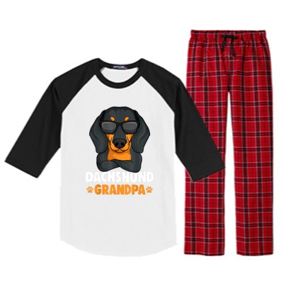 Funny Dachshund Grandpa Cute Weiner Dog Best Gift Raglan Sleeve Pajama Set