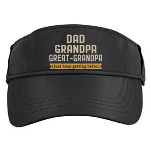 Fathers Dad Grandpa Great Grandpa I Just Keep Getting Better Adult Drive Performance Visor