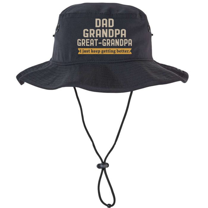 Fathers Dad Grandpa Great Grandpa I Just Keep Getting Better Legacy Cool Fit Booney Bucket Hat