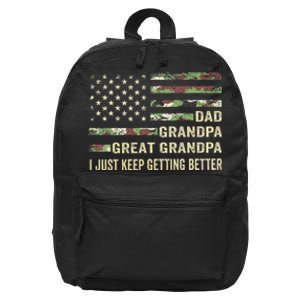 Fathers Day Gift From Grandkids Dad Grandpa Great Grandpa 16 in Basic Backpack