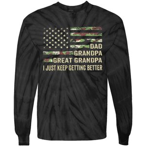 Fathers Day Gift From Grandkids Dad Grandpa Great Grandpa Tie-Dye Long Sleeve Shirt