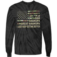 Fathers Day Gift From Grandkids Dad Grandpa Great Grandpa Tie-Dye Long Sleeve Shirt