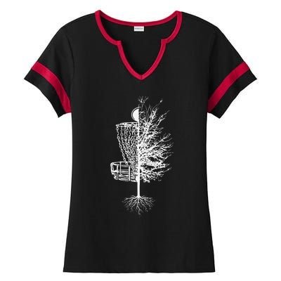 Funny Disc Golf Basket Tree Frisbee Golf Ladies Halftime Notch Neck Tee