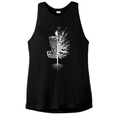 Funny Disc Golf Basket Tree Frisbee Golf Ladies PosiCharge Tri-Blend Wicking Tank