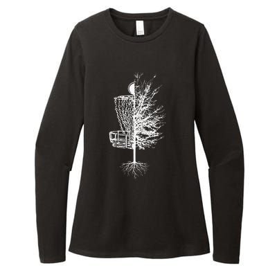 Funny Disc Golf Basket Tree Frisbee Golf Womens CVC Long Sleeve Shirt