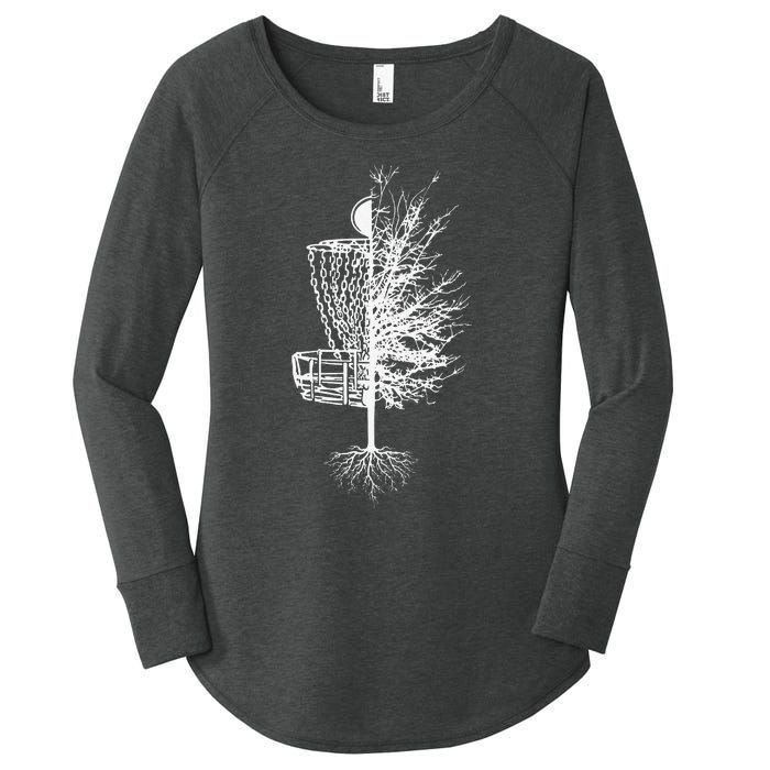 Funny Disc Golf Basket Tree Frisbee Golf Women's Perfect Tri Tunic Long Sleeve Shirt