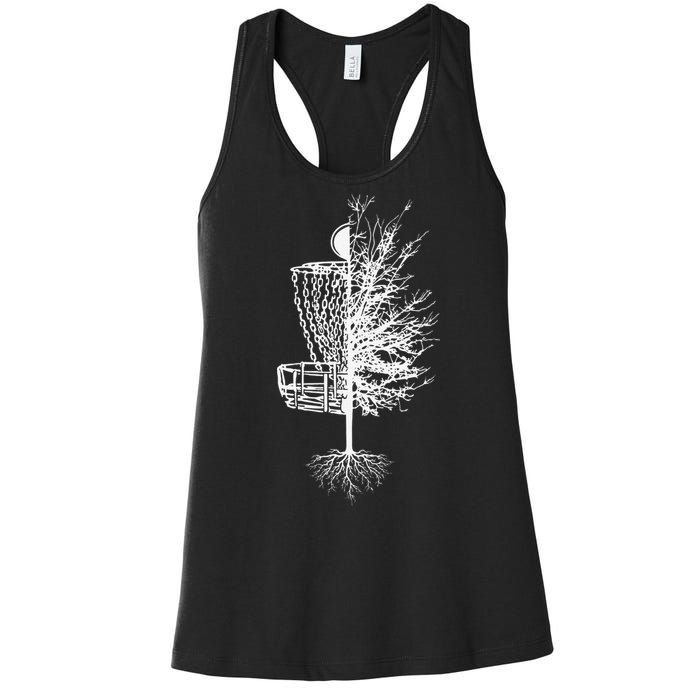 Funny Disc Golf Basket Tree Frisbee Golf Women's Racerback Tank