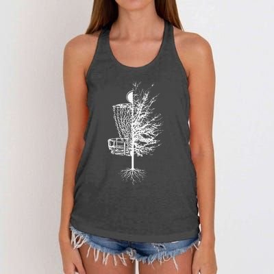 Funny Disc Golf Basket Tree Frisbee Golf Women's Knotted Racerback Tank