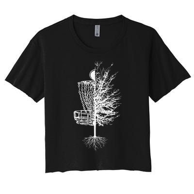 Funny Disc Golf Basket Tree Frisbee Golf Women's Crop Top Tee