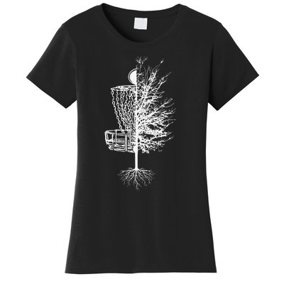 Funny Disc Golf Basket Tree Frisbee Golf Women's T-Shirt