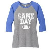 Football Day Game Vintage Distressed Graphic Dad Cool Gift Women's Tri-Blend 3/4-Sleeve Raglan Shirt