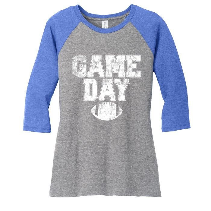 Football Day Game Vintage Distressed Graphic Dad Cool Gift Women's Tri-Blend 3/4-Sleeve Raglan Shirt