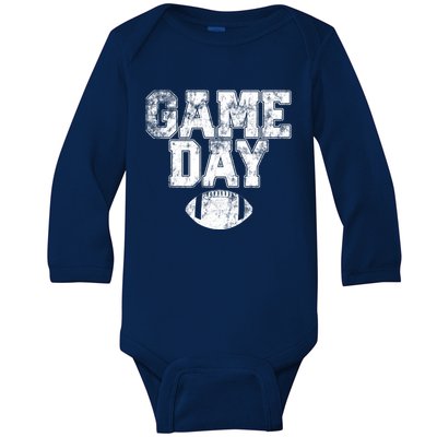 Football Day Game Vintage Distressed Graphic Dad Cool Gift Baby Long Sleeve Bodysuit