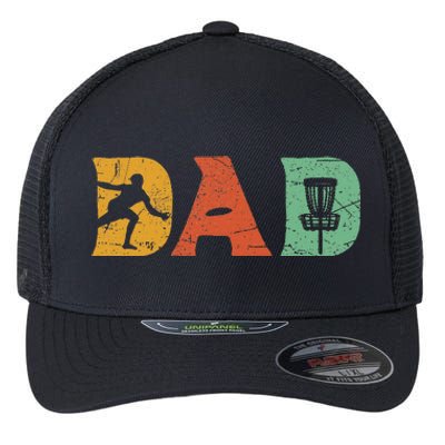 Funny Disc Golf Dad Retro Fathers Day Flexfit Unipanel Trucker Cap