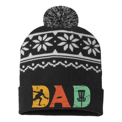 Funny Disc Golf Dad Retro Fathers Day USA-Made Snowflake Beanie