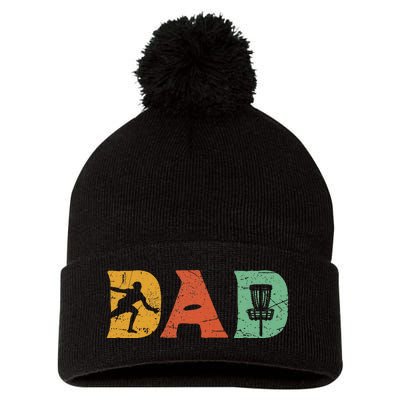 Funny Disc Golf Dad Retro Fathers Day Pom Pom 12in Knit Beanie