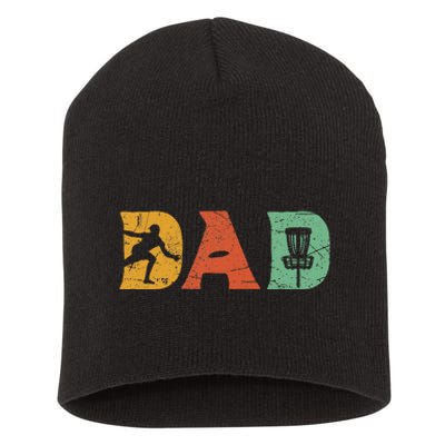 Funny Disc Golf Dad Retro Fathers Day Short Acrylic Beanie