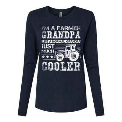 Fathers Day Gift Idea Grandpa Tractor Farmer Womens Cotton Relaxed Long Sleeve T-Shirt