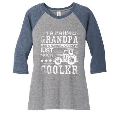 Fathers Day Gift Idea Grandpa Tractor Farmer Women's Tri-Blend 3/4-Sleeve Raglan Shirt