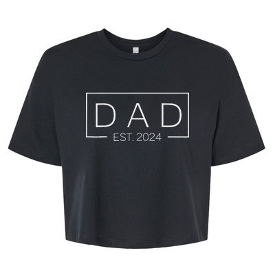 Fathers Day Gift Dad Est 2024 Expect Baby Wife Daughter Bella+Canvas Jersey Crop Tee