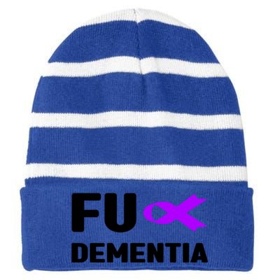 Fuck Detia Gift Fuck Alzheimer's Detia Alzheimer's Great Gift Striped Beanie with Solid Band