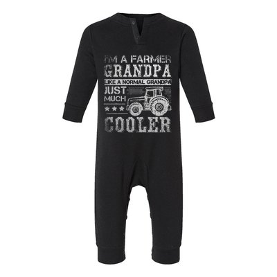 Fathers Day Gift Idea Grandpa Tractor Farmer Infant Fleece One Piece