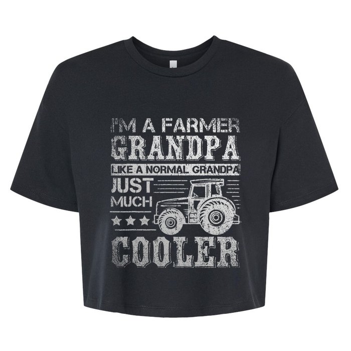 Fathers Day Gift Idea Grandpa Tractor Farmer Bella+Canvas Jersey Crop Tee